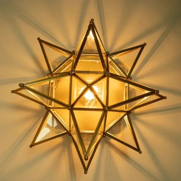 LED Ceilling Light Brass Moravian Star Lamp Flush Mount Colloid Lamp Seed Glass Shade Boho Moroccan Ceiling Lamp Kitchen Entrance