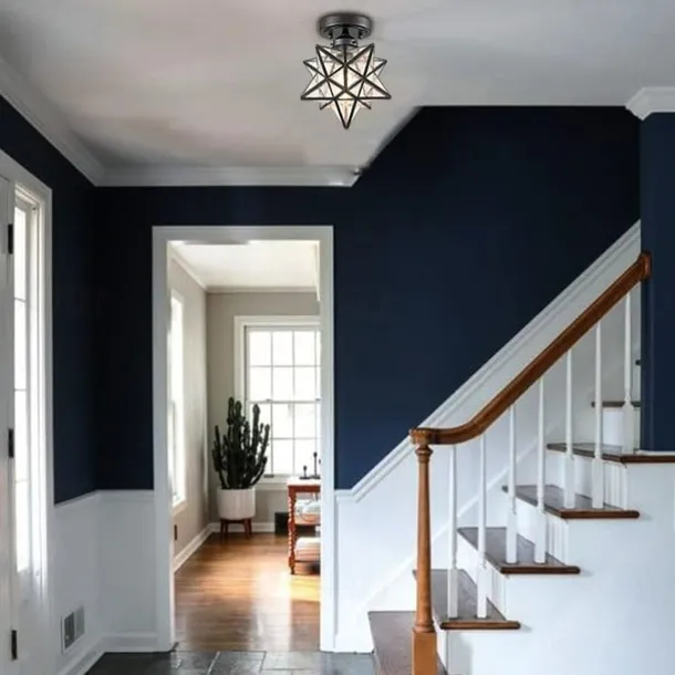 LED Ceilling Light Brass Moravian Star Lamp Flush Mount Colloid Lamp Seed Glass Shade Boho Moroccan Ceiling Lamp Kitchen Entrance