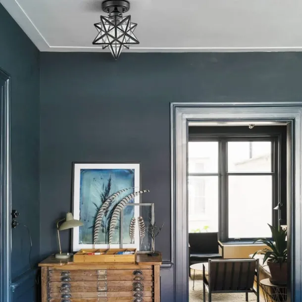 LED Ceilling Light Brass Moravian Star Lamp Flush Mount Colloid Lamp Seed Glass Shade Boho Moroccan Ceiling Lamp Kitchen Entrance