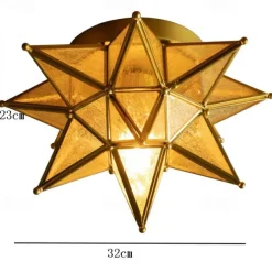 LED Ceilling Light Brass Moravian Star Lamp Flush Mount Colloid Lamp Seed Glass Shade Boho Moroccan Ceiling Lamp Kitchen Entrance