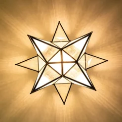 LED Ceilling Light Brass Moravian Star Lamp Flush Mount Colloid Lamp Seed Glass Shade Boho Moroccan Ceiling Lamp Kitchen Entrance