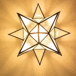 LED Ceilling Light Brass Moravian Star Lamp Flush Mount Colloid Lamp Seed Glass Shade Boho Moroccan Ceiling Lamp Kitchen Entrance