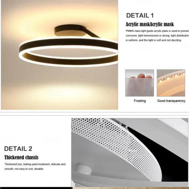 LED Ceilling Light 50cm 1-Light Ring Circle Design Dimmable Aluminum Painted Finishes Luxurious Modern Style Dining Room Bedroom Pendant Lamps 110-240V ONLY DIMMABLE WITH REMOTE CONTROL