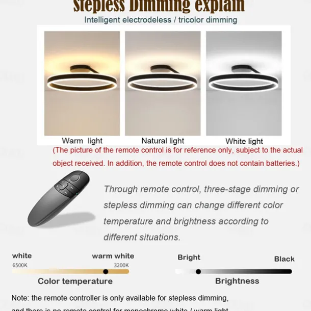 LED Ceilling Light 50cm 1-Light Ring Circle Design Dimmable Aluminum Painted Finishes Luxurious Modern Style Dining Room Bedroom Pendant Lamps 110-240V ONLY DIMMABLE WITH REMOTE CONTROL