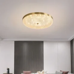 LED Ceilling Light Crystal Dimmable 35cm Circle Design Copper Ceiling Lights for Living Room 110-240V