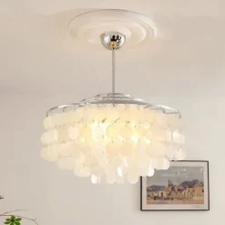 Led Chandelier French Medieval Design Metal Shell Natural Cream Style Dining Room Bar Cafe Warm Light 1-Light 28-80Cm 110-120V 220-240V