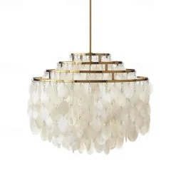 Led Chandelier French Medieval Design Metal Shell Natural Cream Style Dining Room Bar Cafe Warm Light 1-Light 28-80Cm 110-120V 220-240V