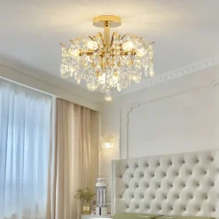 LED Chandeliers Modern Luxury, 42/50/60/80cm 6/6/12/14-Light Gold Crystal for Home Interiors Kitchen Bedroom Iron Art Tree Branch Lamp Creative Lamp Light Warm White 110-240V