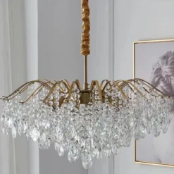 LED Chandeliers Modern Luxury, 42/50/60/80cm 6/6/12/14-Light Gold Crystal for Home Interiors Kitchen Bedroom Iron Art Tree Branch Lamp Creative Lamp Light Warm White 110-240V