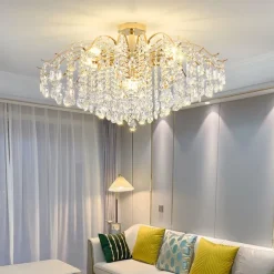 LED Chandeliers Modern Luxury, 42/50/60/80cm 6/6/12/14-Light Gold Crystal for Home Interiors Kitchen Bedroom Iron Art Tree Branch Lamp Creative Lamp Light Warm White 110-240V