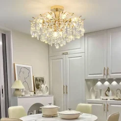 LED Chandeliers Modern Luxury, 42/50/60/80cm 6/6/12/14-Light Gold Crystal for Home Interiors Kitchen Bedroom Iron Art Tree Branch Lamp Creative Lamp Light Warm White 110-240V