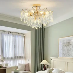 LED Chandeliers Modern Luxury, 42/50/60/80cm 6/10/12/14-Light Gold Crystal for Home Interiors Kitchen Bedroom Iron Art Tree Branch Lamp Creative Lamp Light Warm White 110-240V