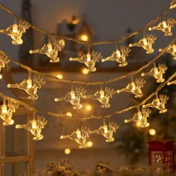 LED Christmas Elk Snowflake Fairy String Lights 6m 3m 1.5m Christmas Tree Star Lights New Year Christmas Party Holiday Home Garden Decoration Hanging Lights