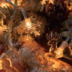 LED Christmas Elk Snowflake Fairy String Lights 6m 3m 1.5m Christmas Tree Star Lights New Year Christmas Party Holiday Home Garden Decoration Hanging Lights