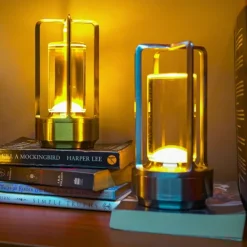 LED Cordless Table Lamp Retro Bar Metal Desk Lamps Rechargeable Touch Dimming Night Light Restaurant Bedroom Home Outdoor Decor