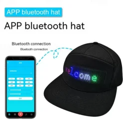 LED Costume Hats LED Caps Display APP Programmable LED Message Display Hats Luminous Flashing Baseball Cap Cool Party Hat Messages Scrolling LED Hats And Caps