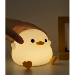 LED Cute Bean Duck Night Light Cute Animal Silicone Nursery Night Light Rechargeable Table Lamp Bedside Lamp with Touch Sensor for Bedrooms Living Room
