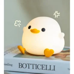 LED Cute Bean Duck Night Light Cute Animal Silicone Nursery Night Light Rechargeable Table Lamp Bedside Lamp with Touch Sensor for Bedrooms Living Room