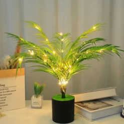 LED Decorative Table Lamp Novelty Artificial Plants Bonsai Glow Cute Night Light for Bedroom Office Living Room,USB Powered Glitterring Bedside Lamps for Friends