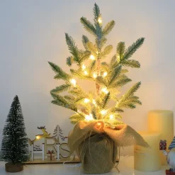 LED Decorative Table Lamp Novelty Artificial Plants Bonsai Glow Cute Night Light for Bedroom Office Living Room,USB Powered Glitterring Bedside Lamps for Friends