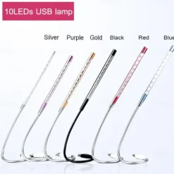 LED Desk Lamp DC 5V USB Mini 10 LEDs Metal Lamp for Reading Book Flexible Book Reading Lamp Night Light Notebook Laptop PC 1Pcs