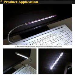 LED Desk Lamp DC 5V USB Mini 10 LEDs Metal Lamp for Reading Book Flexible Book Reading Lamp Night Light Notebook Laptop PC 1Pcs