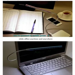 LED Desk Lamp DC 5V USB Mini 10 LEDs Metal Lamp for Reading Book Flexible Book Reading Lamp Night Light Notebook Laptop PC 1Pcs