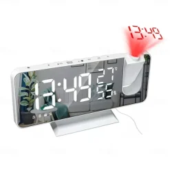 LED Digital Projection Alarm Clock Electronic Alarm Clock with Projection FM Radio Time Projector Bedroom Bedside Mute Clock