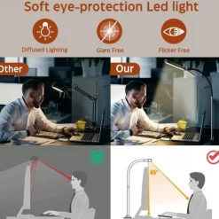 LED Double Head Desk Lamp 24W Brightest Architect Double Swing-arm Table Lamps for Workbench, Monitor, Home Reading, Offices, Bedrooms and Dormitories