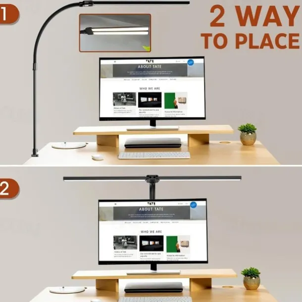 LED Double Head Desk Lamp 24W Brightest Architect Double Swing-arm Table Lamps for Workbench, Monitor, Home Reading, Offices, Bedrooms and Dormitories