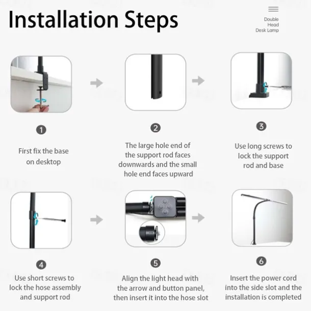 LED Double Head Desk Lamp 24W Brightest Architect Double Swing-arm Table Lamps for Workbench, Monitor, Home Reading, Offices, Bedrooms and Dormitories