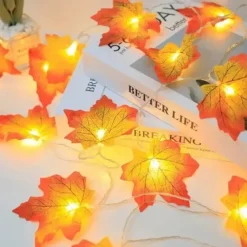 LED Double-Headed Maple Leaf String Lights Solar or Battery Powered Fairy Lights for Autumn Harvest Christmas Halloween Home Decor