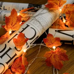 LED Double-Headed Maple Leaf String Lights Solar or Battery Powered Fairy Lights for Autumn Harvest Christmas Halloween Home Decor