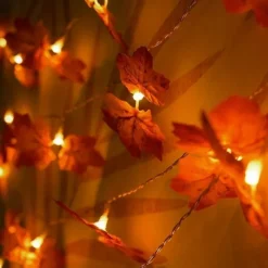 LED Double-Headed Maple Leaf String Lights Solar or Battery Powered Fairy Lights for Autumn Harvest Christmas Halloween Home Decor