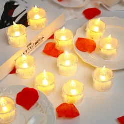 LED Electronic Candle Light Heart Shaped Valentine's Day Proposal Party Romantic Decoration Props Christmas Halloween Holiday Party Home Decoration 12/24pcs