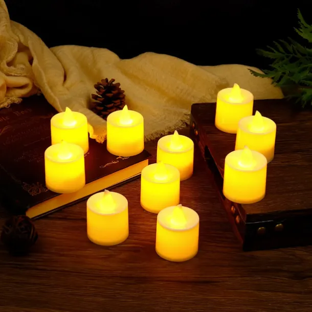 LED Electronic Candle Light Heart Shaped Valentine's Day Proposal Party Romantic Decoration Props Christmas Halloween Holiday Party Home Decoration 12/24pcs