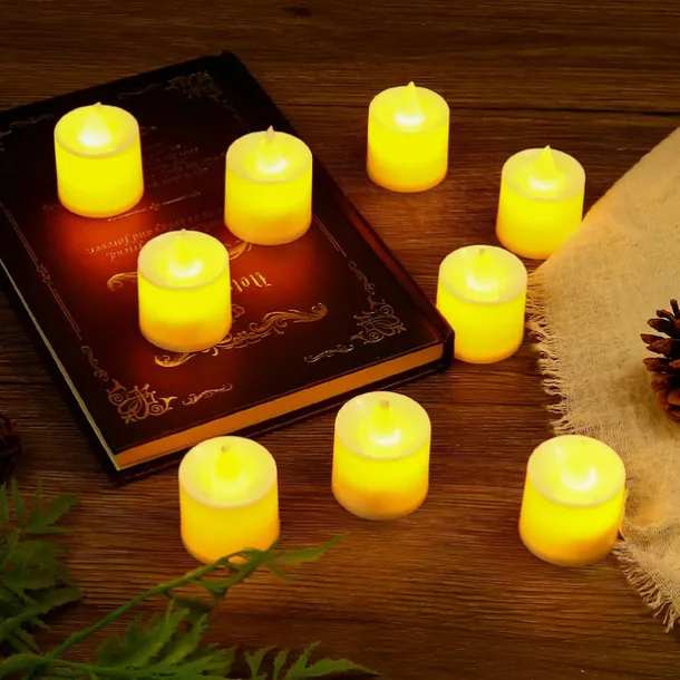 LED Electronic Candle Light Heart Shaped Valentine's Day Proposal Party Romantic Decoration Props Christmas Halloween Holiday Party Home Decoration 12/24pcs