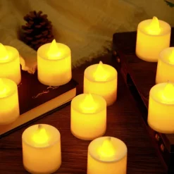 LED Electronic Candle Light Heart Shaped Valentine's Day Proposal Party Romantic Decoration Props Christmas Halloween Holiday Party Home Decoration 12/24pcs