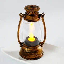 LED Electronic Horse Light Candle Light Retro Small Oil Lamp Electronic Candle Light Creative Nostalgic Wind Light Desktop Ornament Small Night Light Festival Party Decorative Lights 1PC