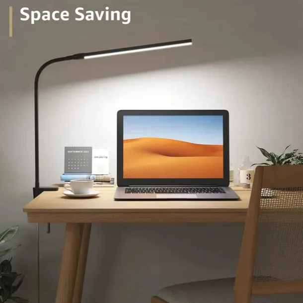LED Eye Protection Desk Lamp USB Powered for Learning & Reading – Full Spectrum, Low Blue Light with Folding Clip and Dimmable 1PC