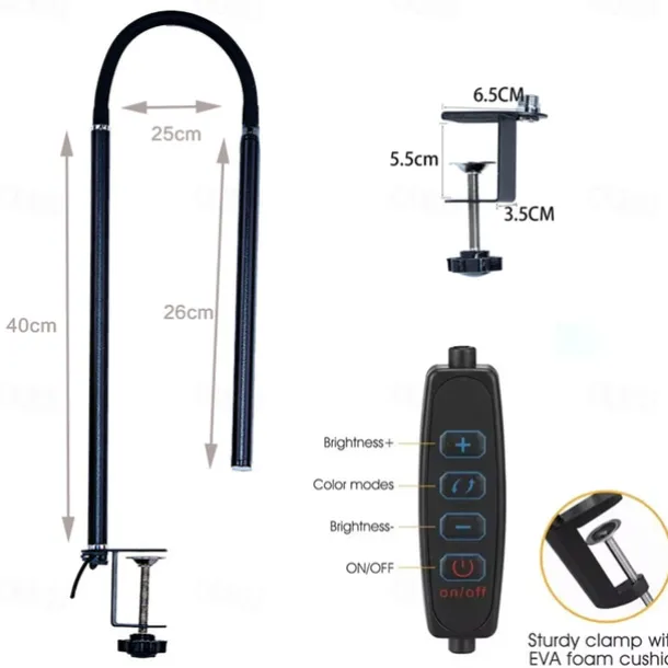 LED Eye Protection Desk Lamp USB Powered for Learning & Reading – Full Spectrum, Low Blue Light with Folding Clip and Dimmable 1PC