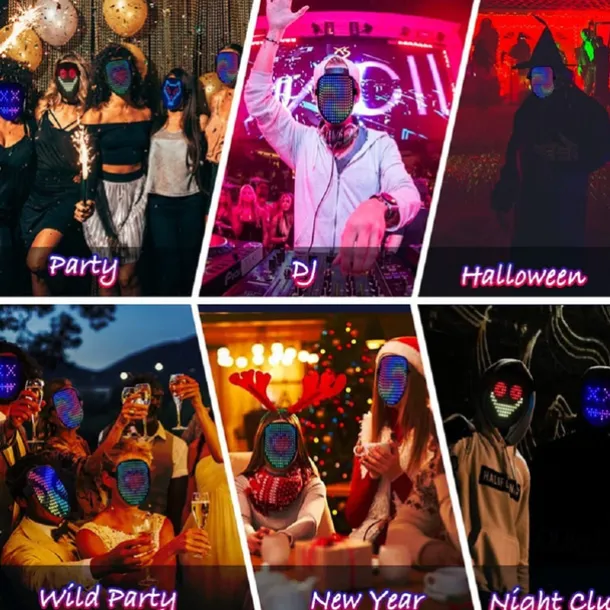 Led Face Mask LED Mask HD with WIFI Bluetooth Programmable Party Cosplay Glowing Mask Masquerade Newest