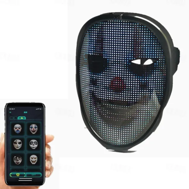 Led Face Mask LED Mask HD with WIFI Bluetooth Programmable Party Cosplay Glowing Mask Masquerade Newest