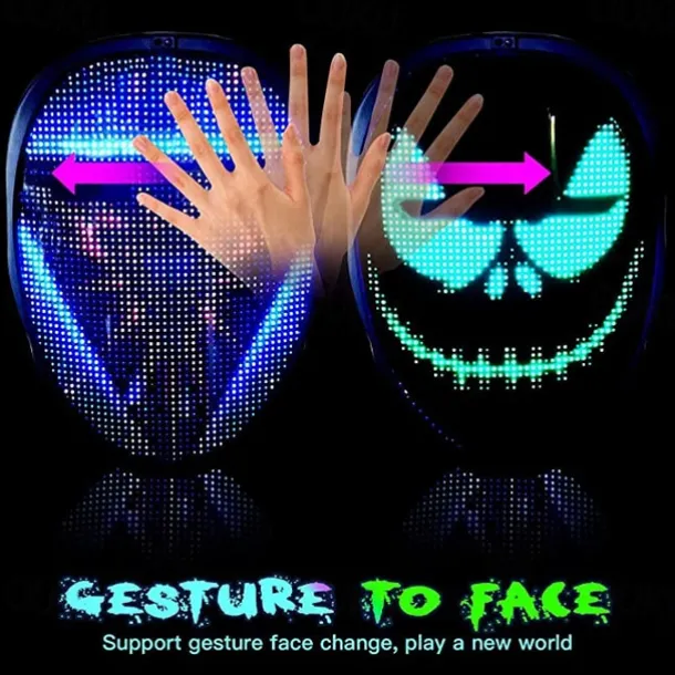 Led Face Mask LED Mask HD with WIFI Bluetooth Programmable Party Cosplay Glowing Mask Masquerade Newest
