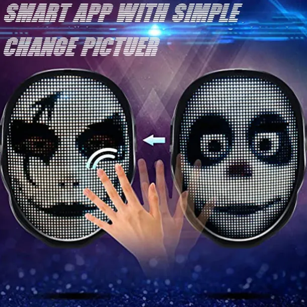 Led Face Mask LED Mask HD with WIFI Bluetooth Programmable Party Cosplay Glowing Mask Masquerade Newest