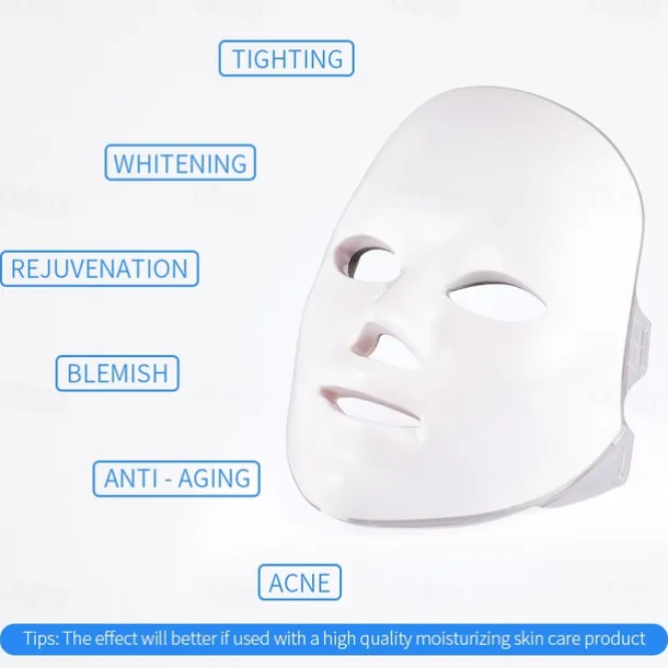 LED Facial Mask Beauty Skin Rejuvenation Photon Light 7 Colors Mask Therapy Wrinkle Acne Tighten Skin Tool Facial Machiner