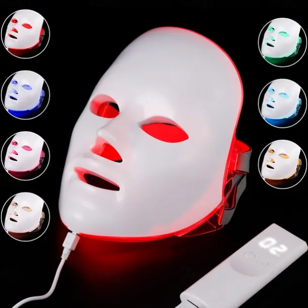 LED Facial Mask Beauty Skin Rejuvenation Photon Light 7 Colors Mask Therapy Wrinkle Acne Tighten Skin Tool Facial Machiner