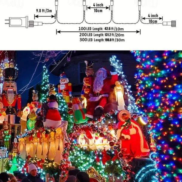 LED Fairy Lights Plug in, Waterproof String Lights Outdoor & Indoor With 8 Modes, Xmas Tree Lights Plug In for Holiday Party Wedding Decoration