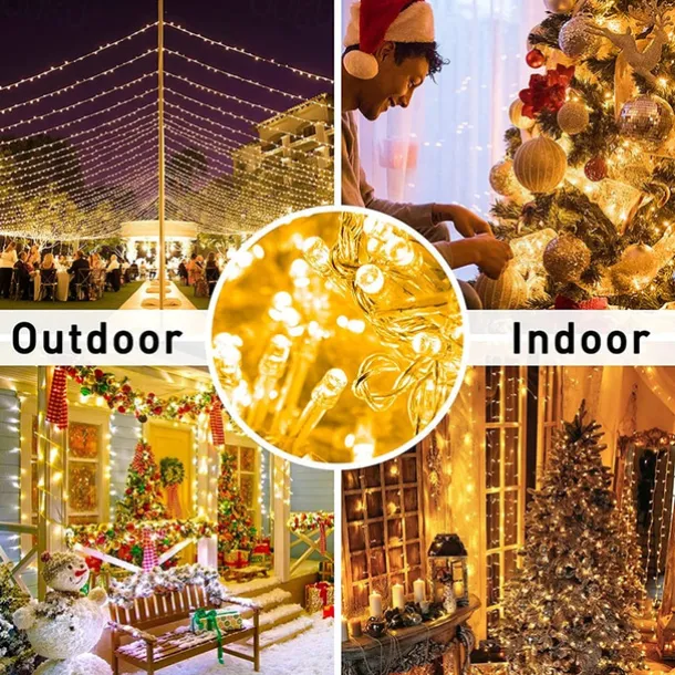 LED Fairy String Light 100M 800Leds 50M 400Leds 8 Modes Waterproof Flexible Christmas Holiday Light for Xmas Tree Party Yard Garden Patio Colorful Lighting EU US AU UK Plug