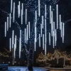 LED Falling Rain Lights 11.8 inch 8 Tubes 144 LED Rain Drop Lights Outdoor Icicle Snow Meteor Shower Lights for Christmas Wedding Party Holiday Garden Decoration